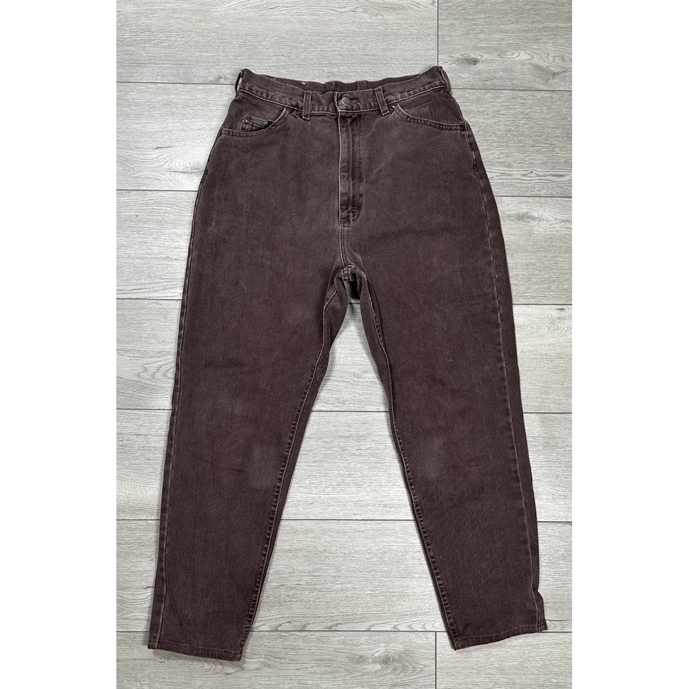 Vintage Lee Riveted Jeans Womens 14 Brown High Waisted Tapered USA 90s